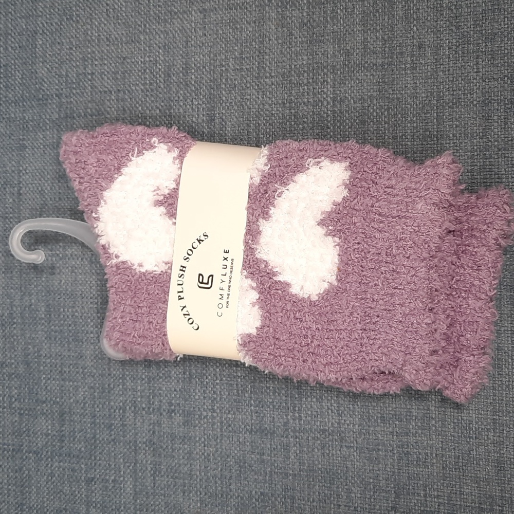 Socks Sox Sock Fuzzy Soft Slipper Thick Warm Cozy Unisex Hearts Love